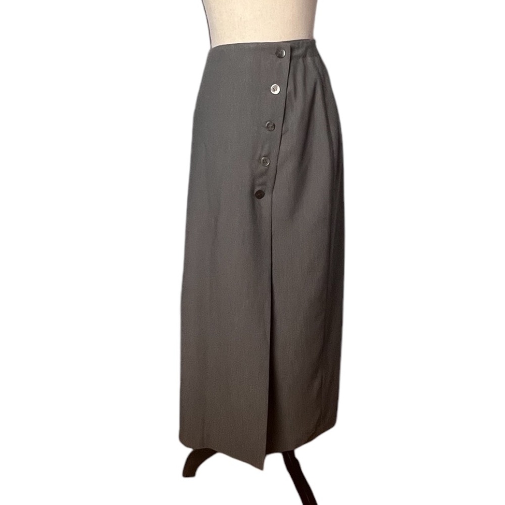 Country Road Women's Maxi Grey Skirt Front Button Closure Lined Sz 10 Preowned